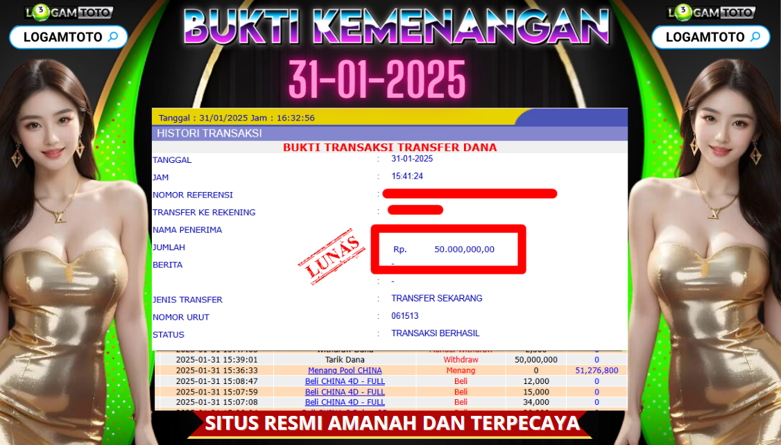 SELAMAT KEPADA MEMBER SETIA LOGAMTOTO BERHASIL JACKPOT DI PERMAINAN TOGEL CHINA POOLS